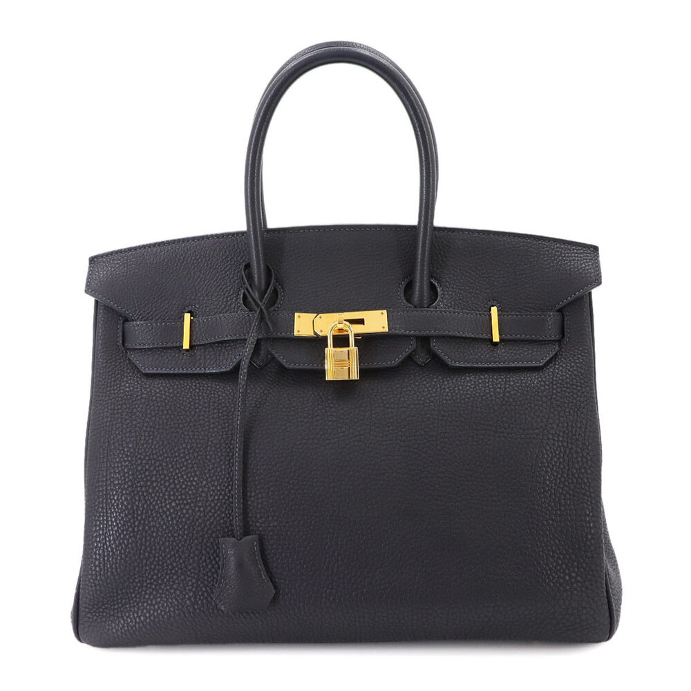 Hermes Birkin 35 Togo Blue Indigo Handbag □O Stamp Gold Hardware